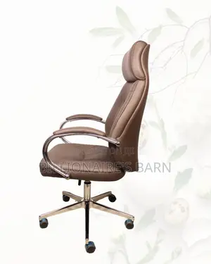 Brown High-Back Executive Leather Chair | Clean Look, Strong Base