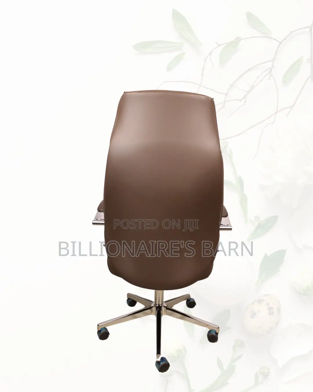 Brown High-Back Executive Leather Chair | Clean Look, Strong Base