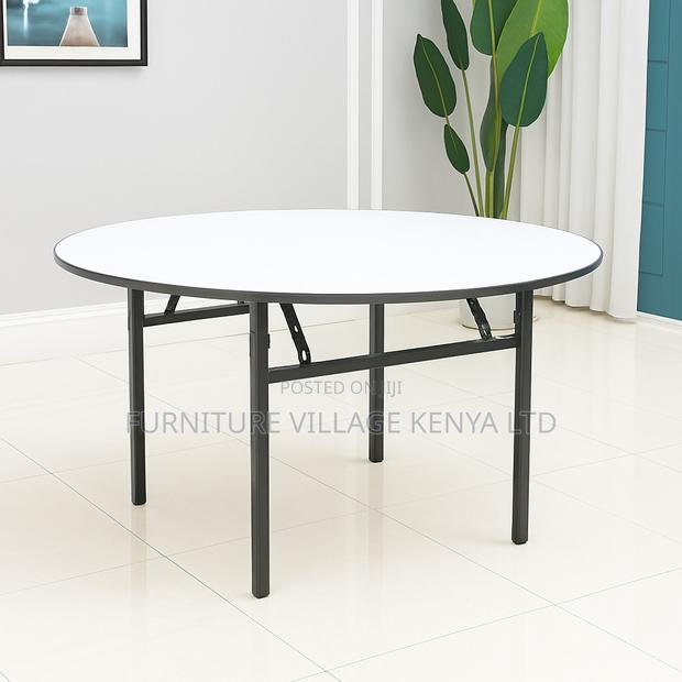 Office Table: Folding Round Plastic Banquet Table - main view