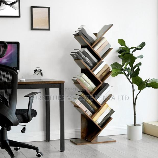 Office Bookshelf; 10-tier Standing Wooden Display Office Bookshelf