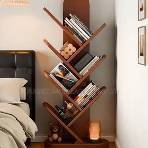 Office Bookshelf; 10-tier Standing Wooden Display Office Bookshelf
