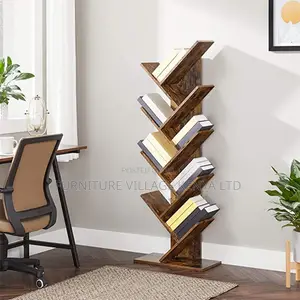 Office Bookshelf; 10-tier Standing Wooden Display Office Bookshelf