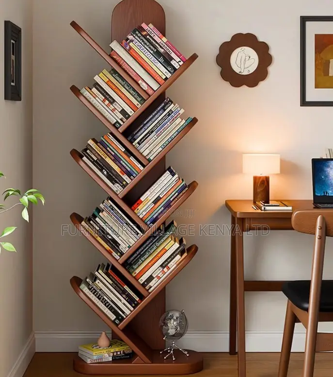 Office Bookshelf; 10-tier Standing Wooden Display Office Bookshelf