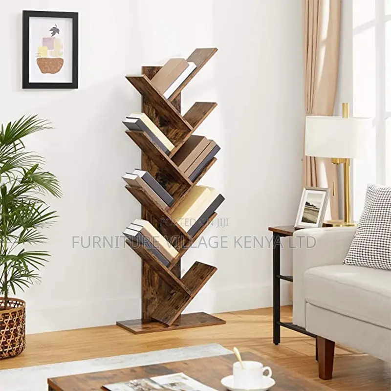 Office Bookshelf; 10-tier Standing Wooden Display Office Bookshelf