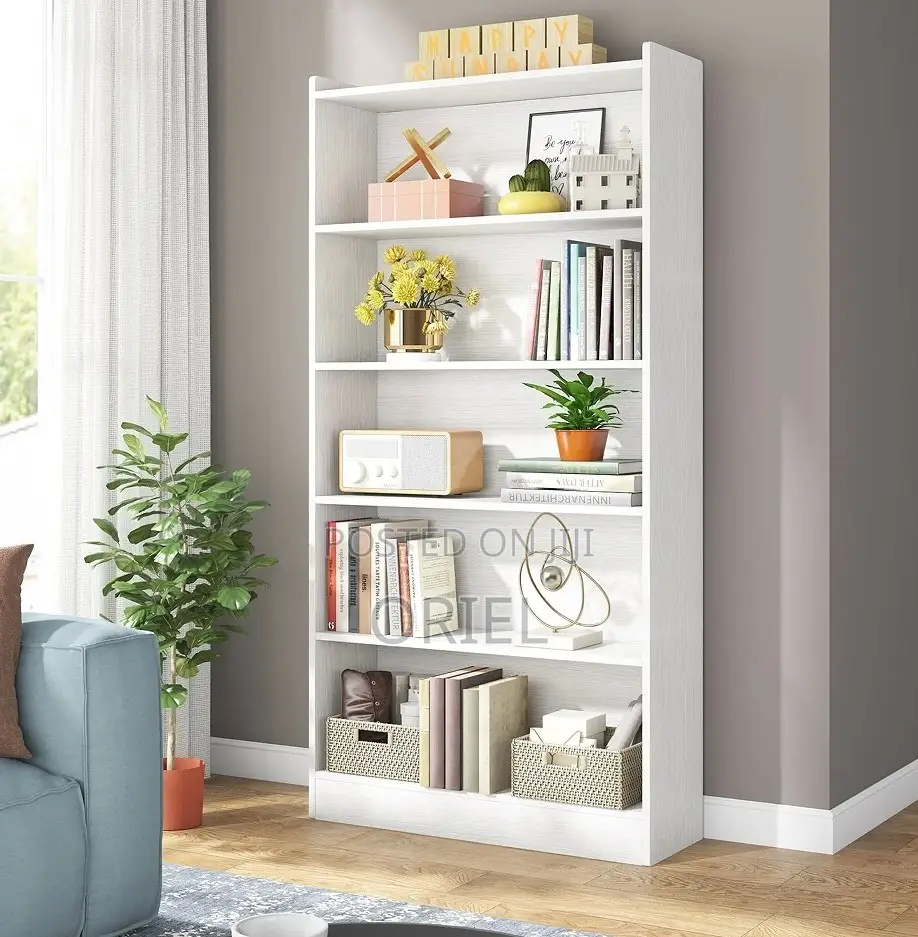 Cabinets; Commercial-Grade 5-Tier Wooden Bookcase
