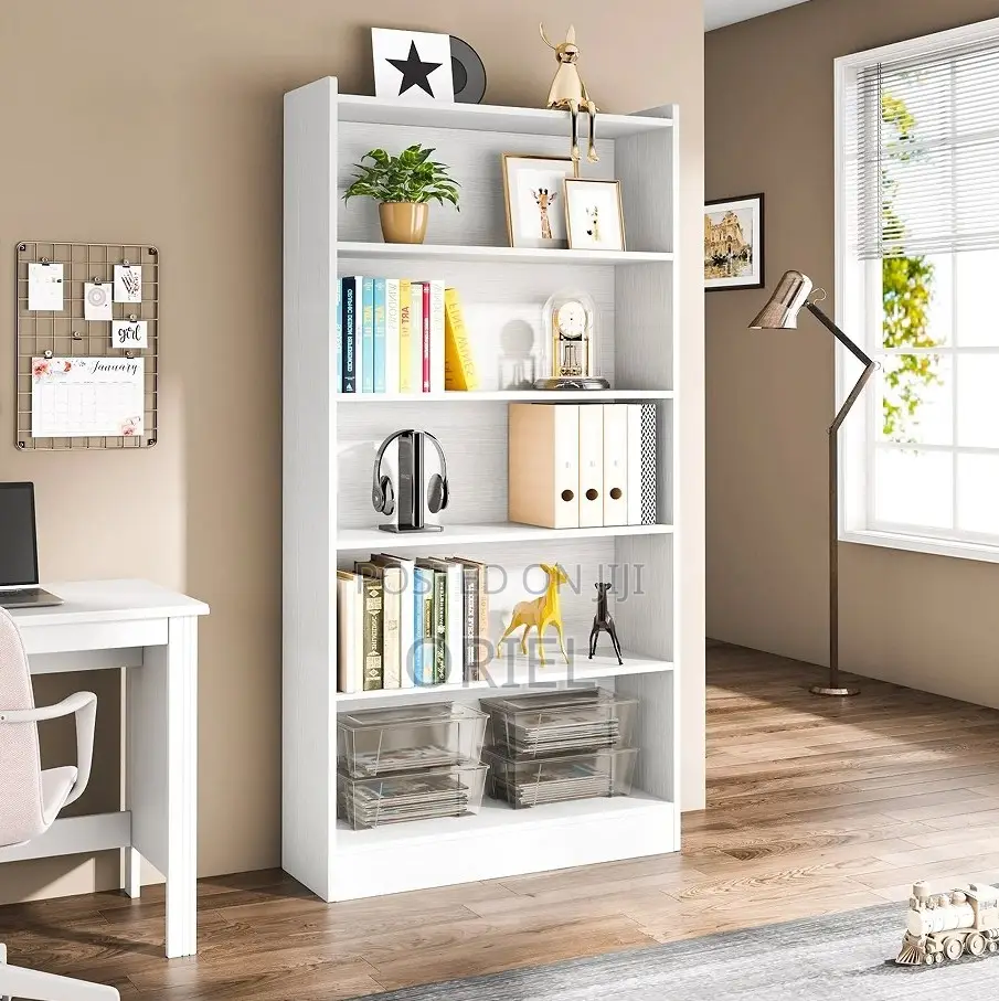Cabinets; Commercial-Grade 5-Tier Wooden Bookcase