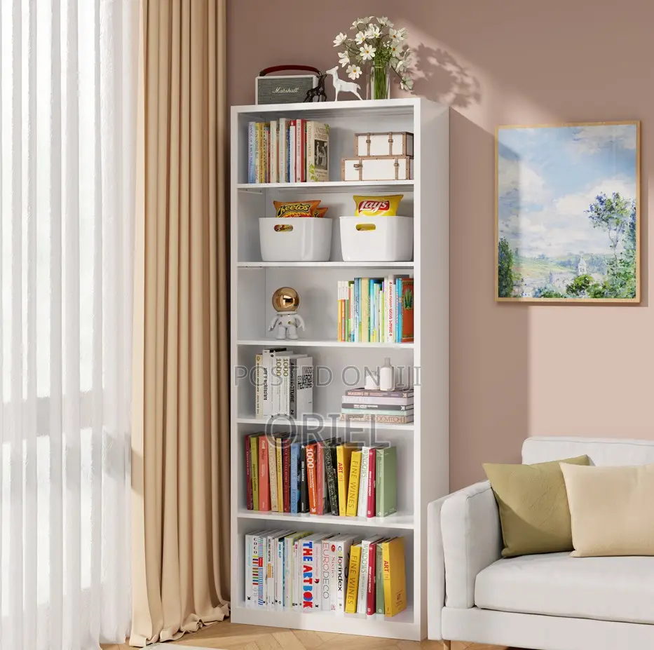 Cabinets; Commercial-Grade 5-Tier Wooden Bookcase