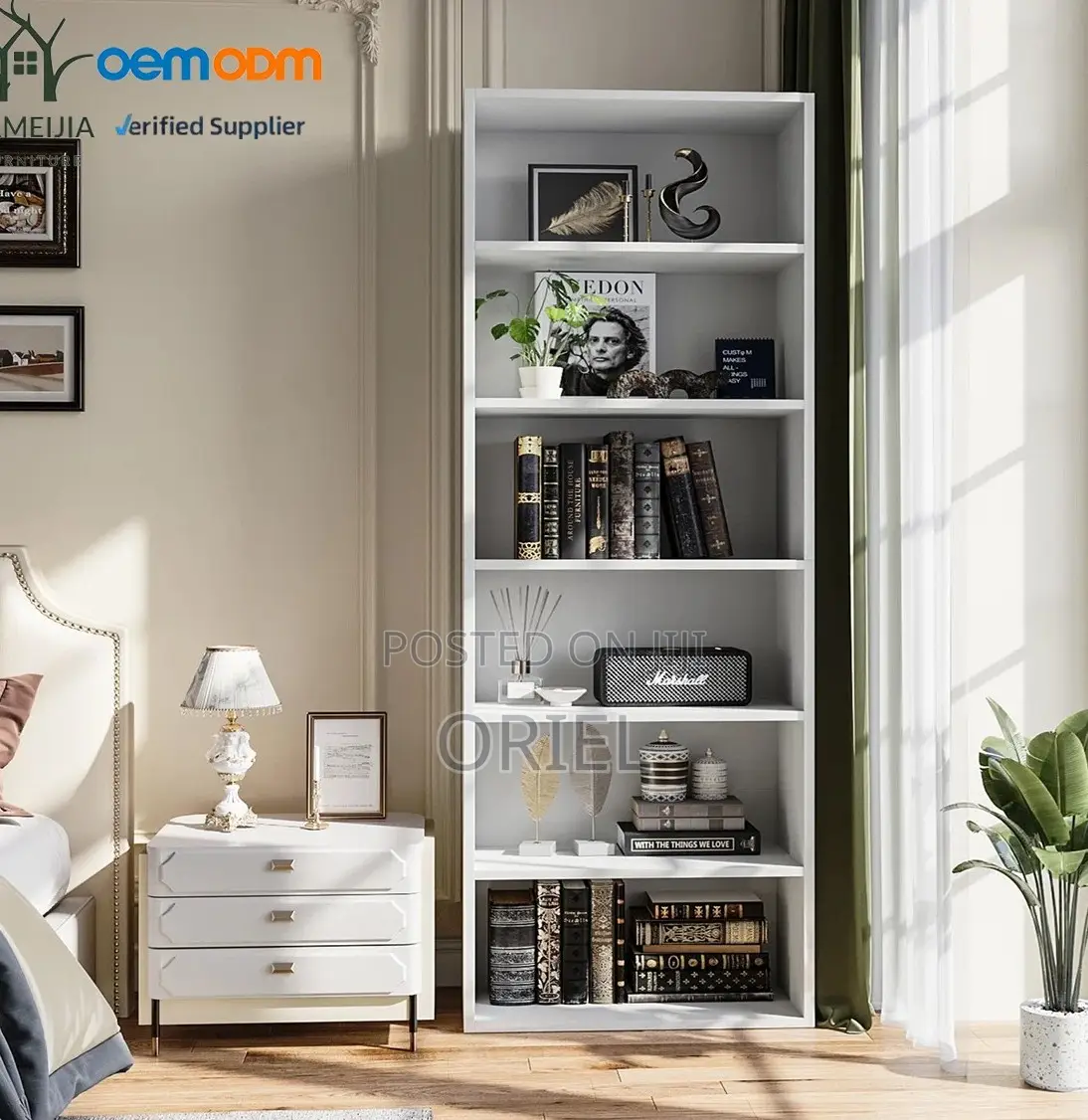 Cabinets; Commercial-Grade 5-Tier Wooden Bookcase