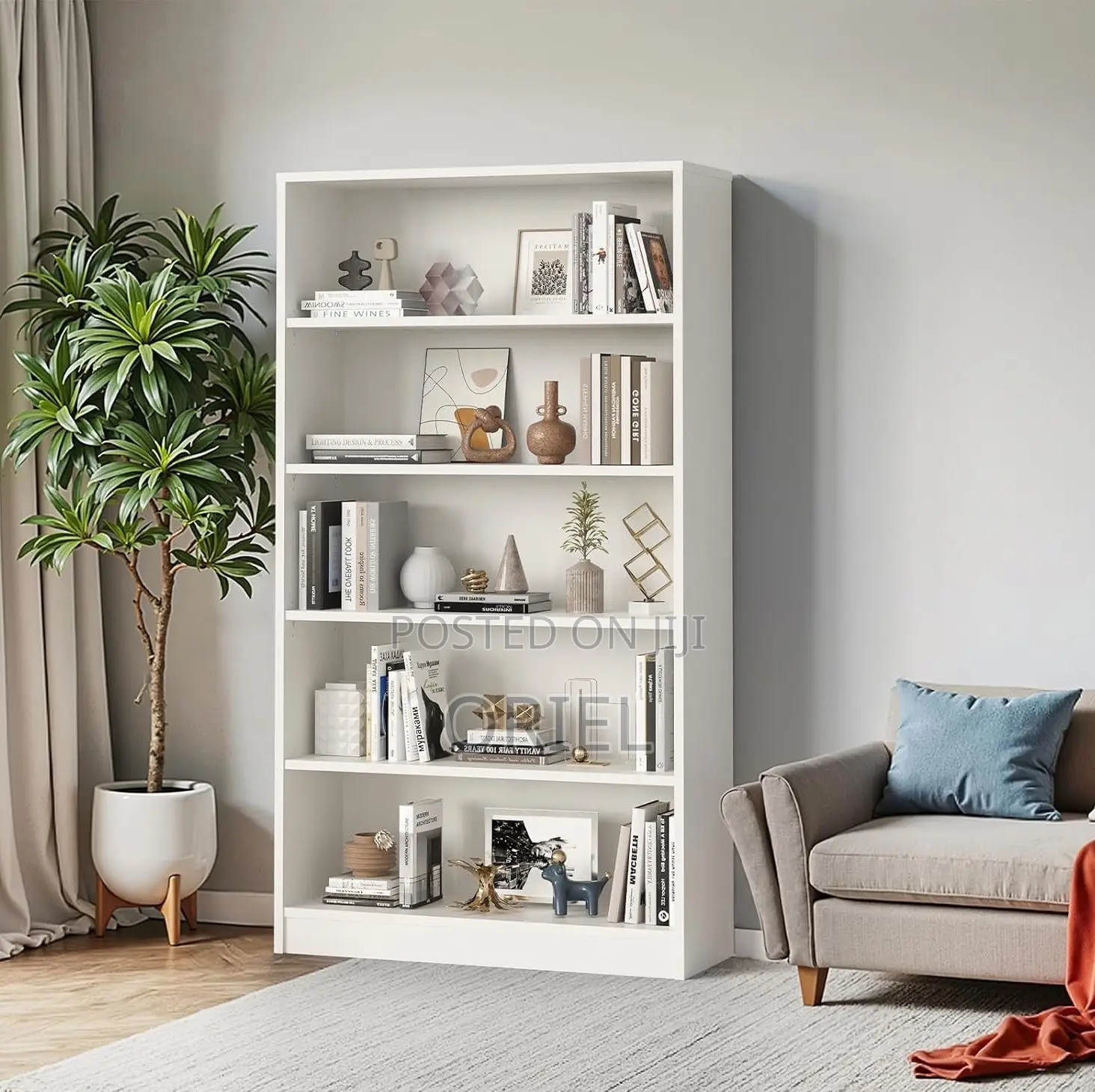 Cabinets; Commercial-Grade 5-Tier Wooden Bookcase