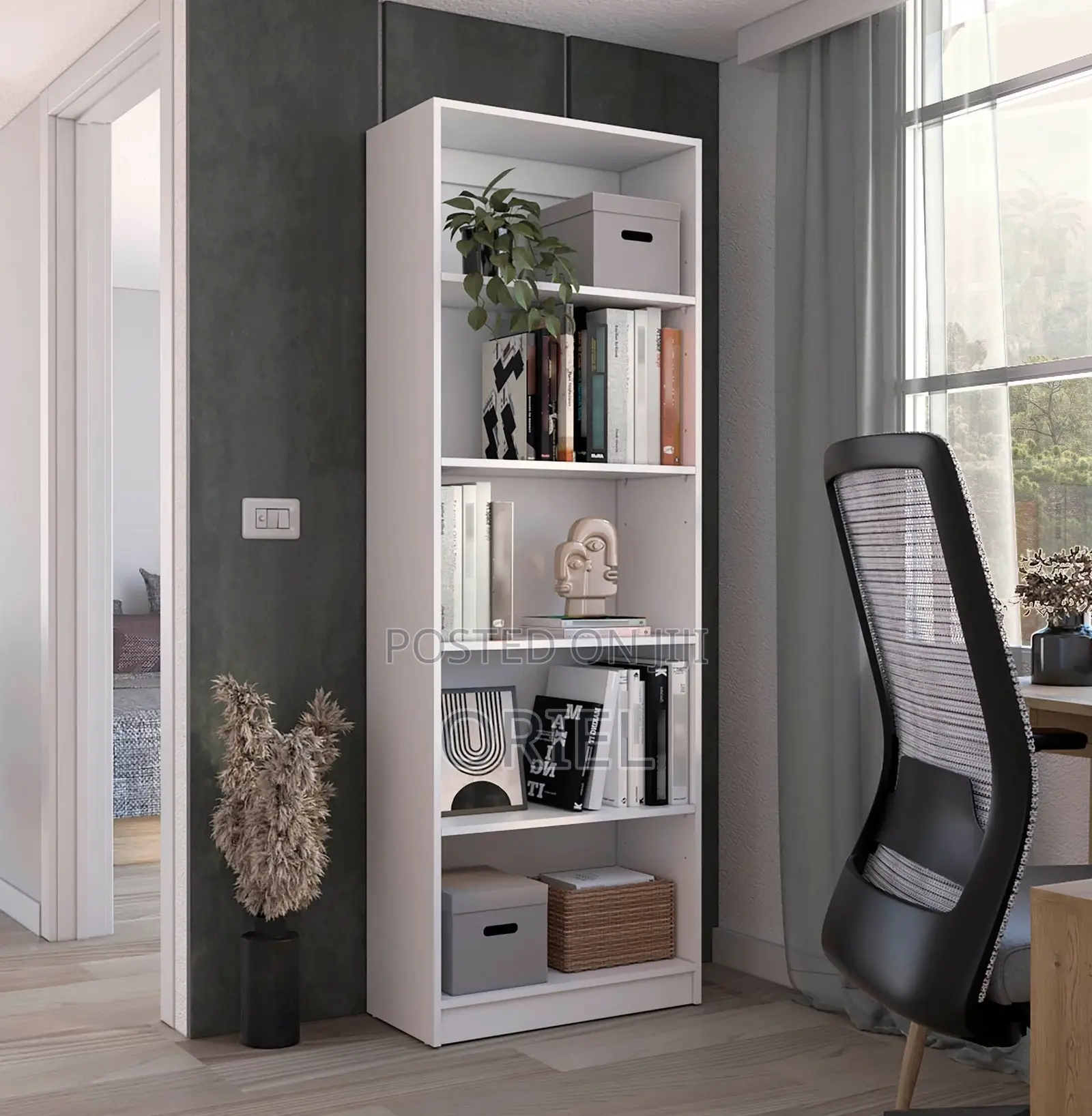 Cabinets; Commercial-Grade 5-Tier Wooden Bookcase