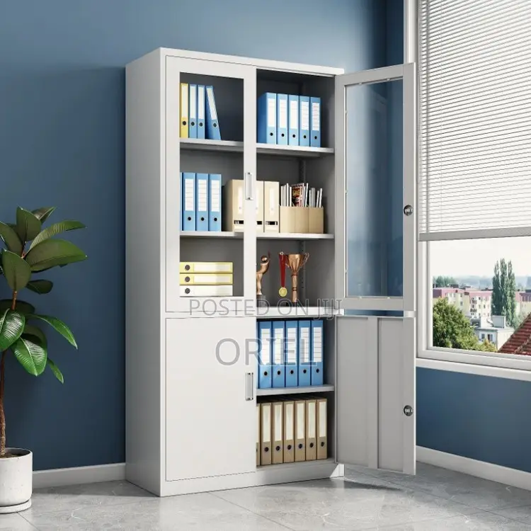 Office Cabinets; Space-Efficient 2-Door Metallic Office Cabinet