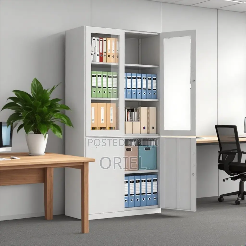 Office Cabinets; Space-Efficient 2-Door Metallic Office Cabinet