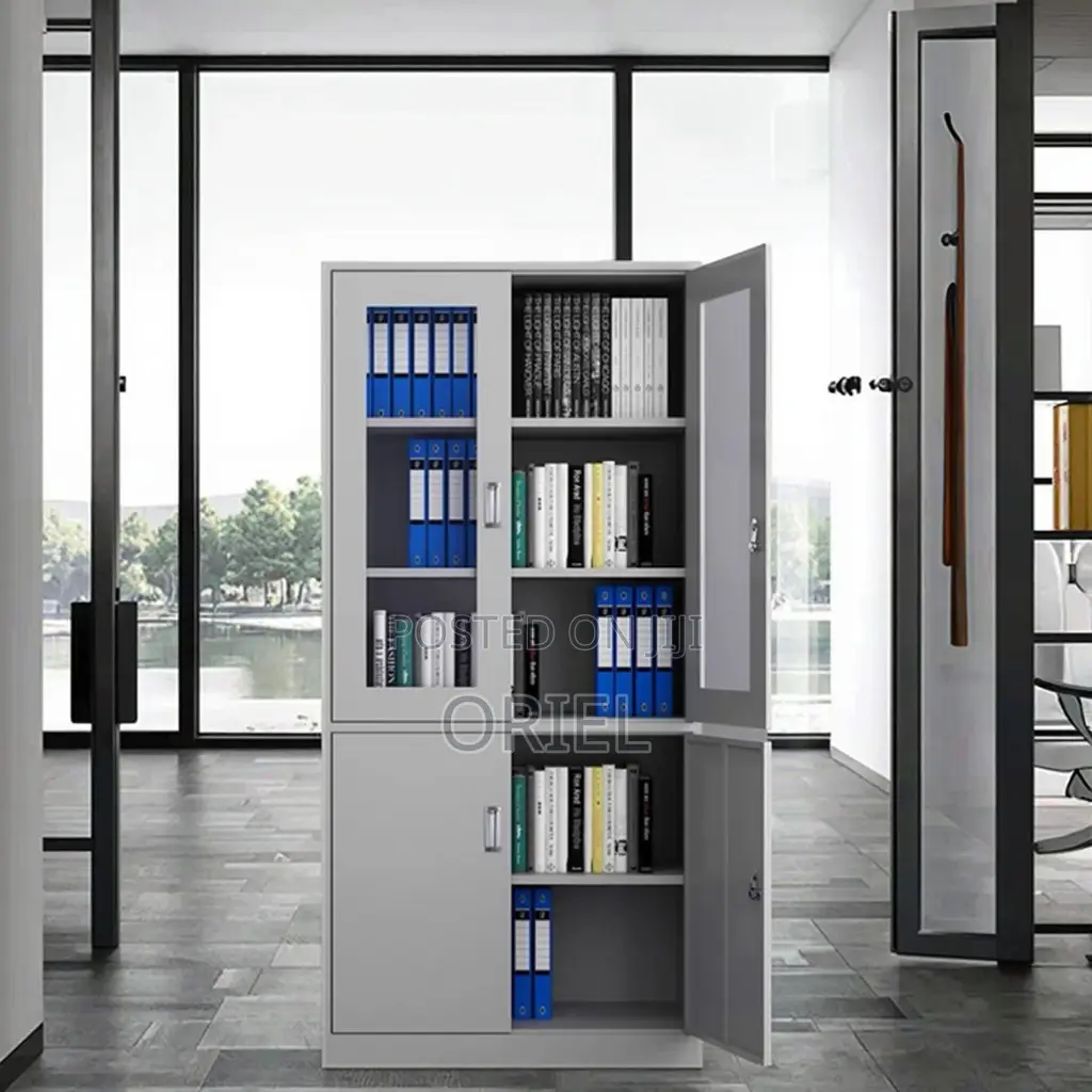 Office Cabinets; Space-Efficient 2-Door Metallic Office Cabinet