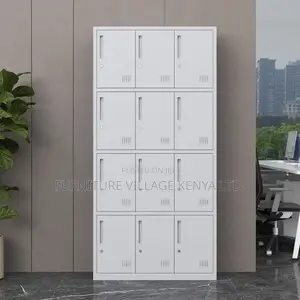 Office Cabinet; Twelve Lockers Metallic Office Cabinet