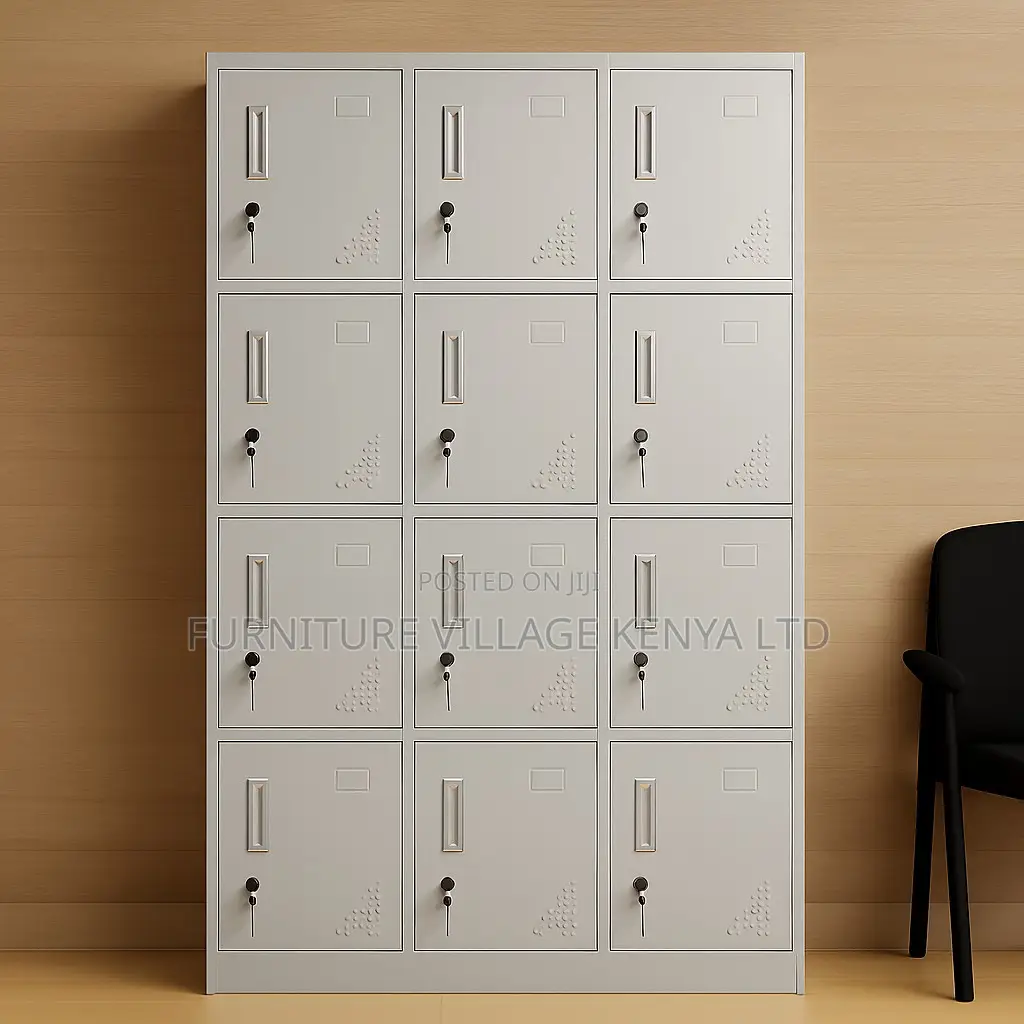 Office Cabinet; Twelve Lockers Metallic Office Cabinet