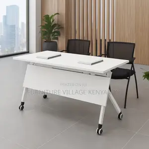 Foldable Table: White Movable Boardroom Table