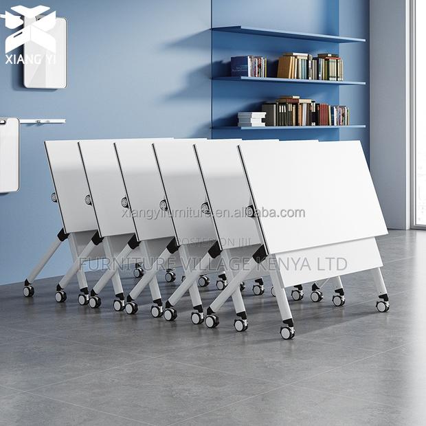 Foldable Table: White Movable Boardroom Table - thumbnail 5