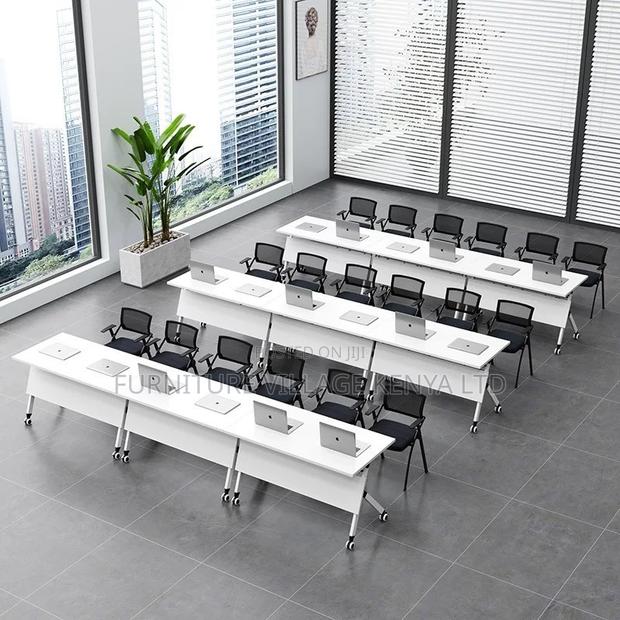 Foldable Table: White Movable Boardroom Table - thumbnail 6