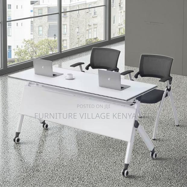 Foldable Table: White Movable Boardroom Table - thumbnail 7