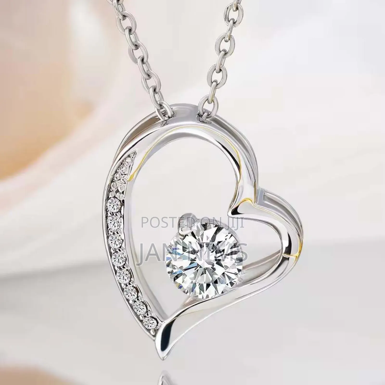 Stainless Steel Chain Heart Pendant, Gold Coated, Silver, Hypoallergic