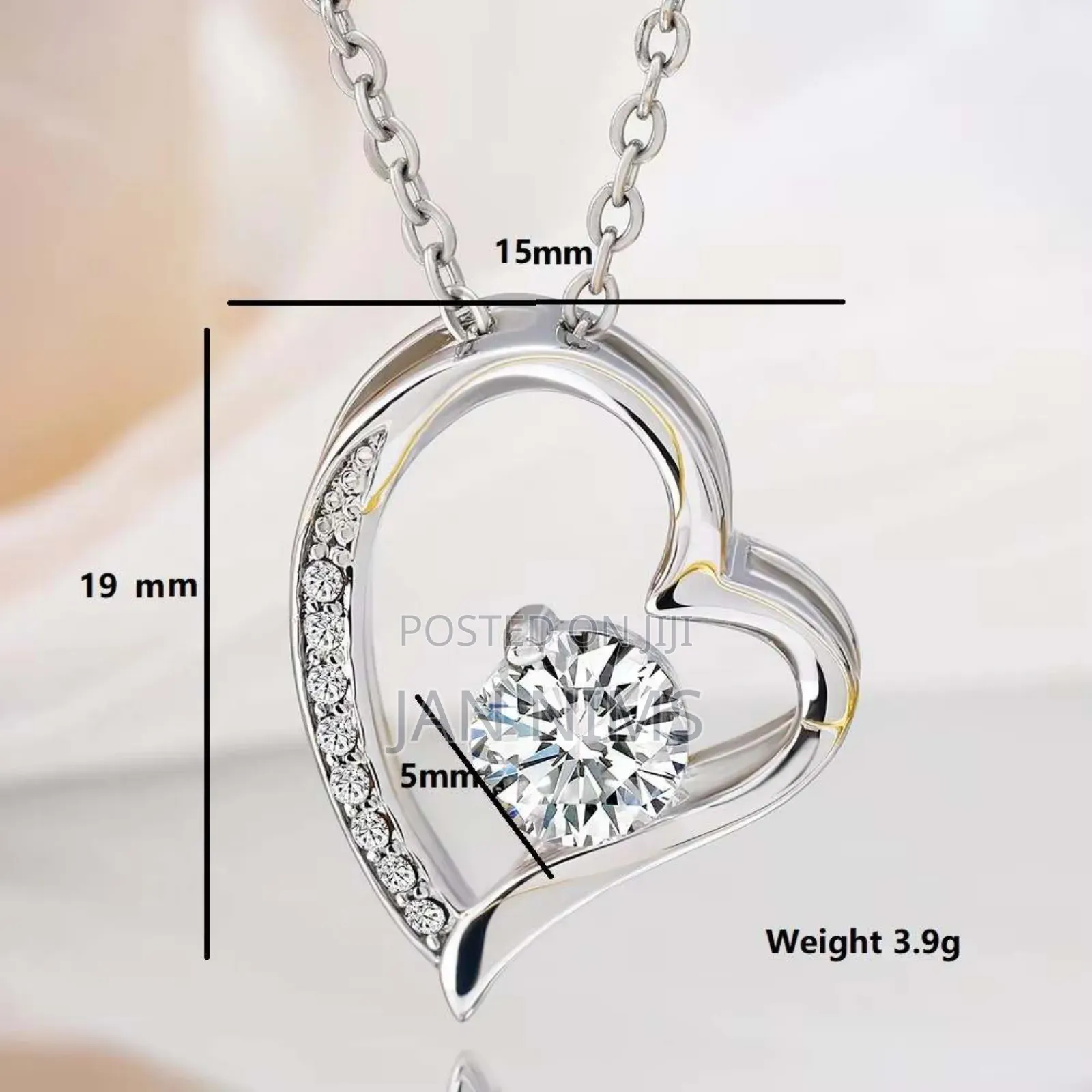 Stainless Steel Chain Heart Pendant, Gold Coated, Silver, Hypoallergic