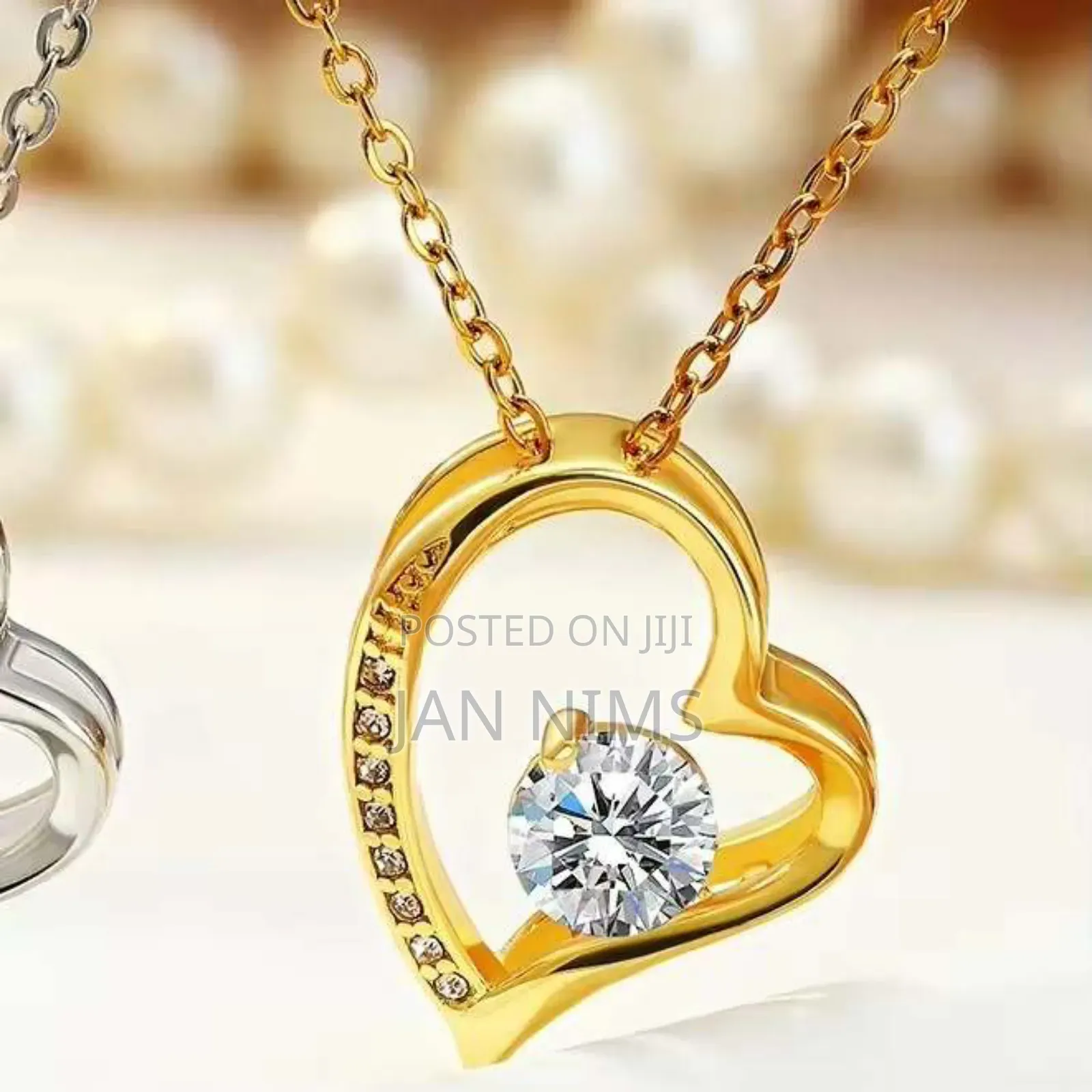 Stainless Steel Chain Heart Pendant, Gold Coated, Silver, Hypoallergic