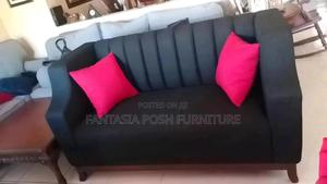 Black Upholstered 2 Seater Sofa - main view