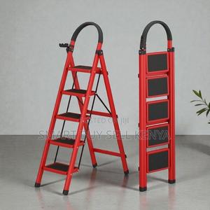 Portable Aluminum Easy Carry Handle 5 Step Ladder Stepladder - thumbnail 2