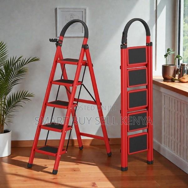 Foldable Aluminum Light Weight Portable Home Use 5 Step Ladder - main view