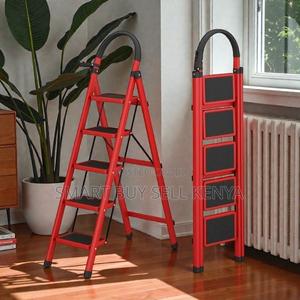 Heavy-Duty Foldable Space Efficient Household 5 Step Ladder Stepladder - thumbnail 2