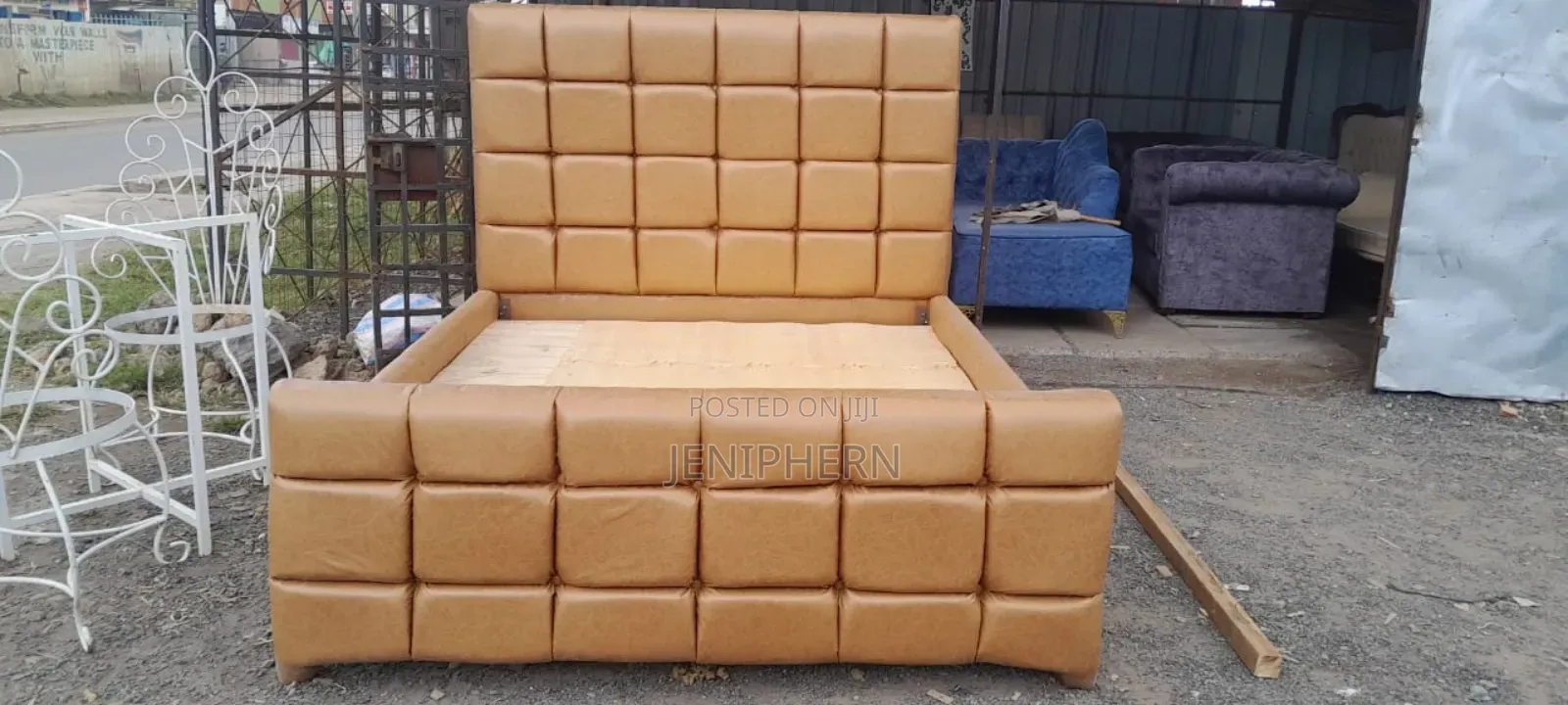 Luxury Caramel Tufted Bed – Modern Statement Piece