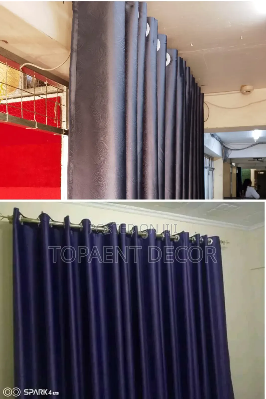 Blackout Grey And Blue Eyelates Window Curtains