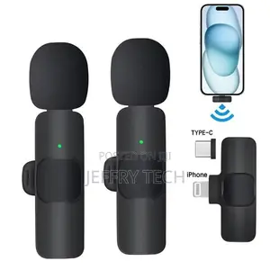 3-in-1 Dual Wireless Microphone Lavalier Lapel Mic Type C, iPhone And