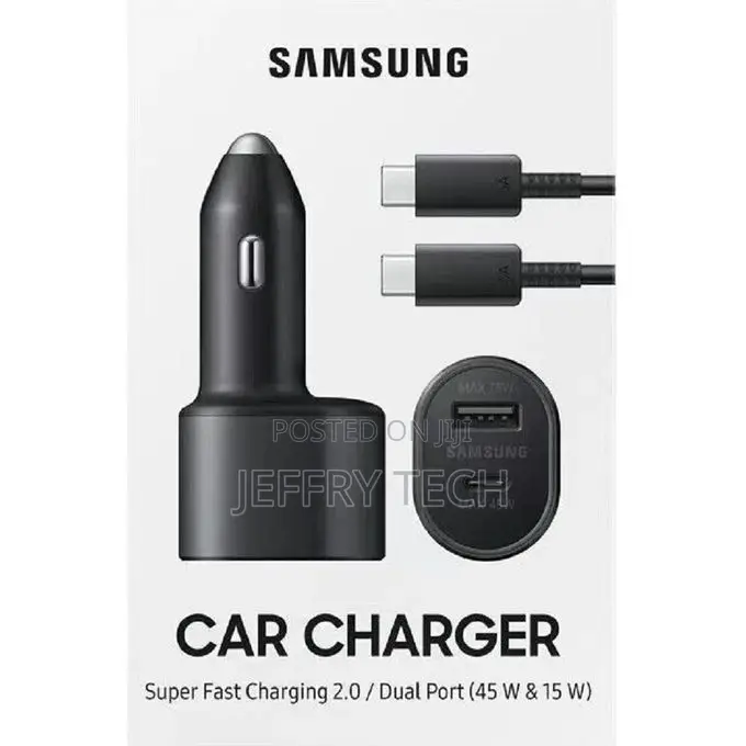 Samsung Super Fast Dual 60w Car Charger (45w+15w) With Super Fast Char