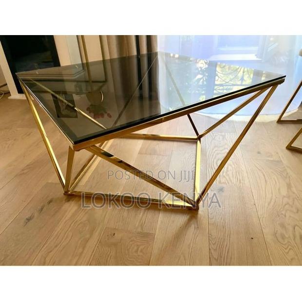 Coffee Table; Glass-Gold Designed Luxury Coffee Table - thumbnail 2