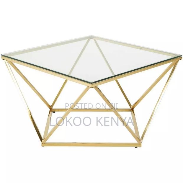 Coffee Table; Glass-Gold Designed Luxury Coffee Table - thumbnail 5