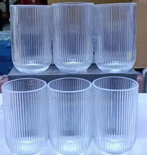 Set of 6 Ribbed or Fluted Glass Tumblers,