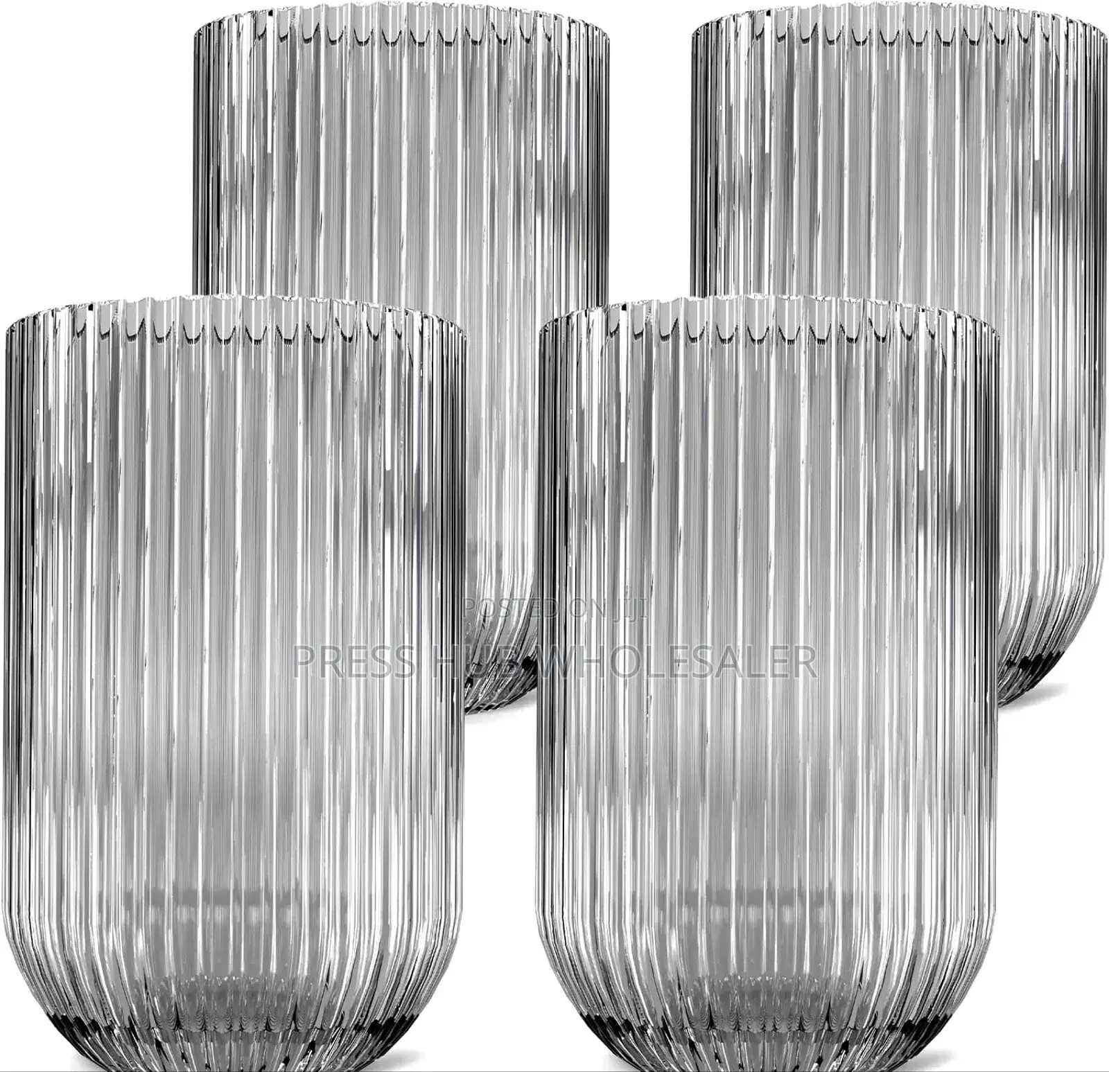 Set of 6 Ribbed or Fluted Glass Tumblers,*