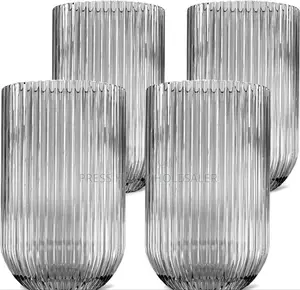 Set of 6 Ribbed or Fluted Glass Tumblers,*