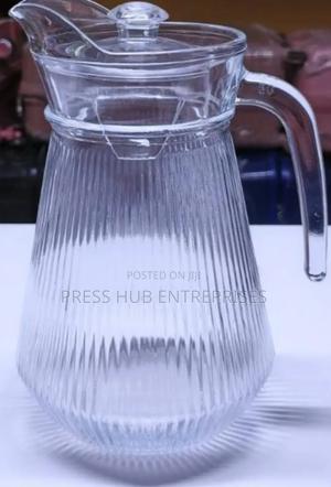 Ribbed Glass Pitcher, - thumbnail 2
