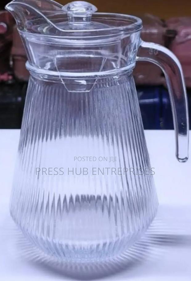 Ribbed Glass Pitcher, - main view