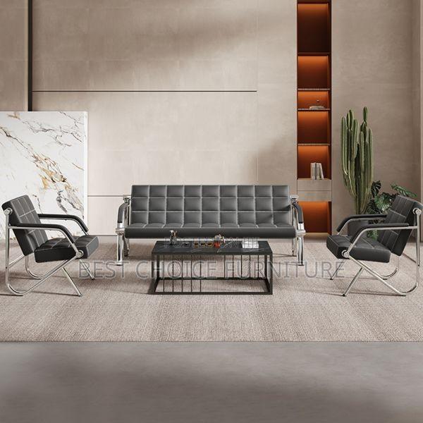 Office Sofa Sets; Comfortable 5-Seater Leather Office Couch - thumbnail 3