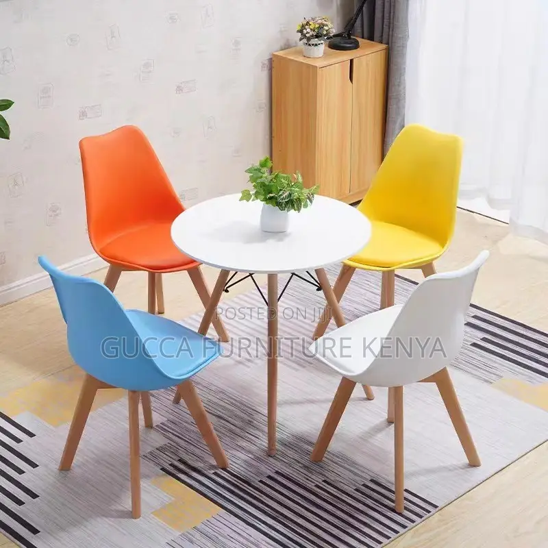 Plastic Dining Chair With Beech Wood Legs