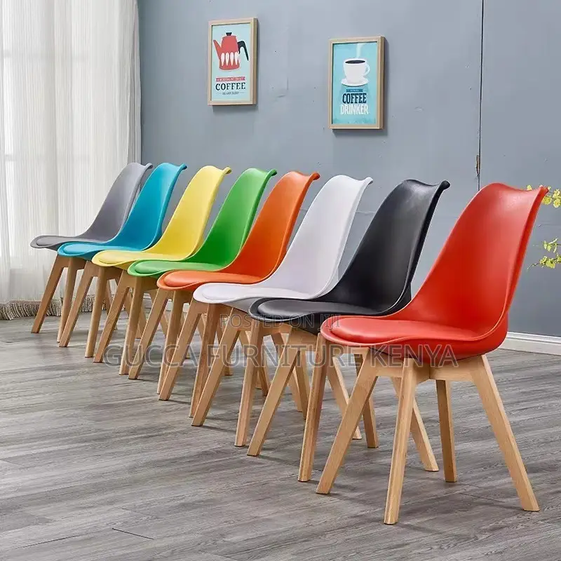 Plastic Dining Chair With Beech Wood Legs