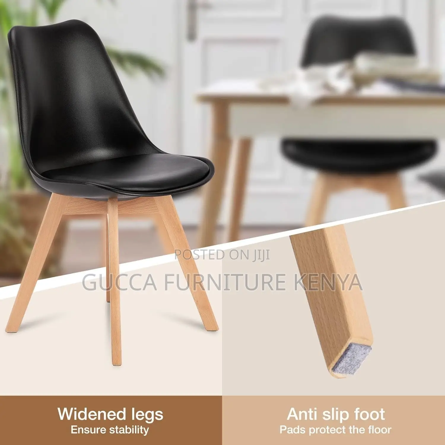 Plastic Dining Chair With Beech Wood Legs