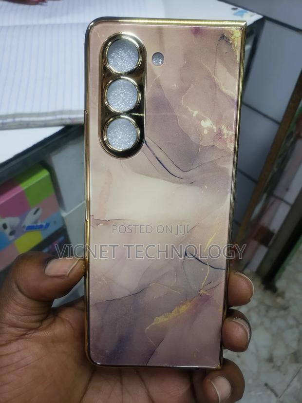 Samsung Fold 5 Gold Marble Case With Front Screen Protector - main view