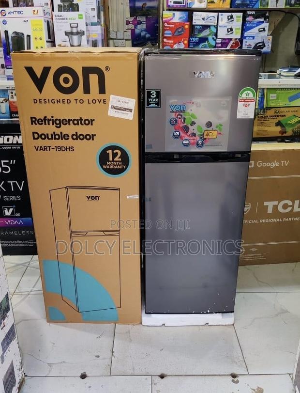 Von Vart-19dhs Double Door Fridge, Top Mount Freezer- 136l - main view
