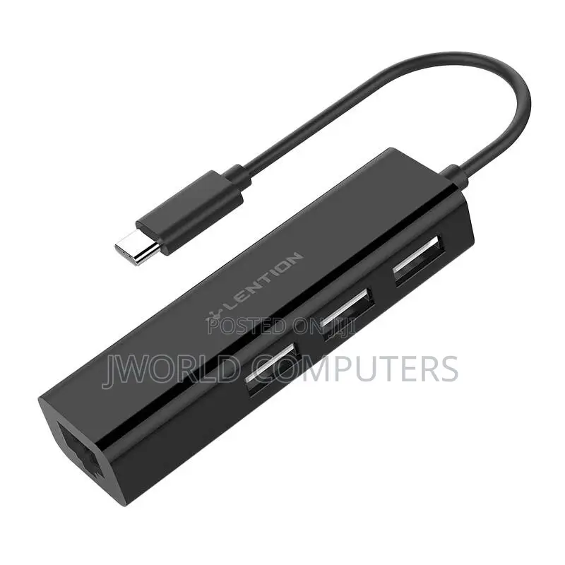Vention 3-Port Usb 2.0 Hub With 100m Ethernet Adapter 0.15m Black