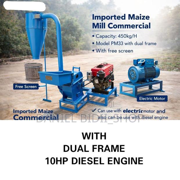 Commercial Posho Mill With Dual Frame 10hp Diesel Engine - main view