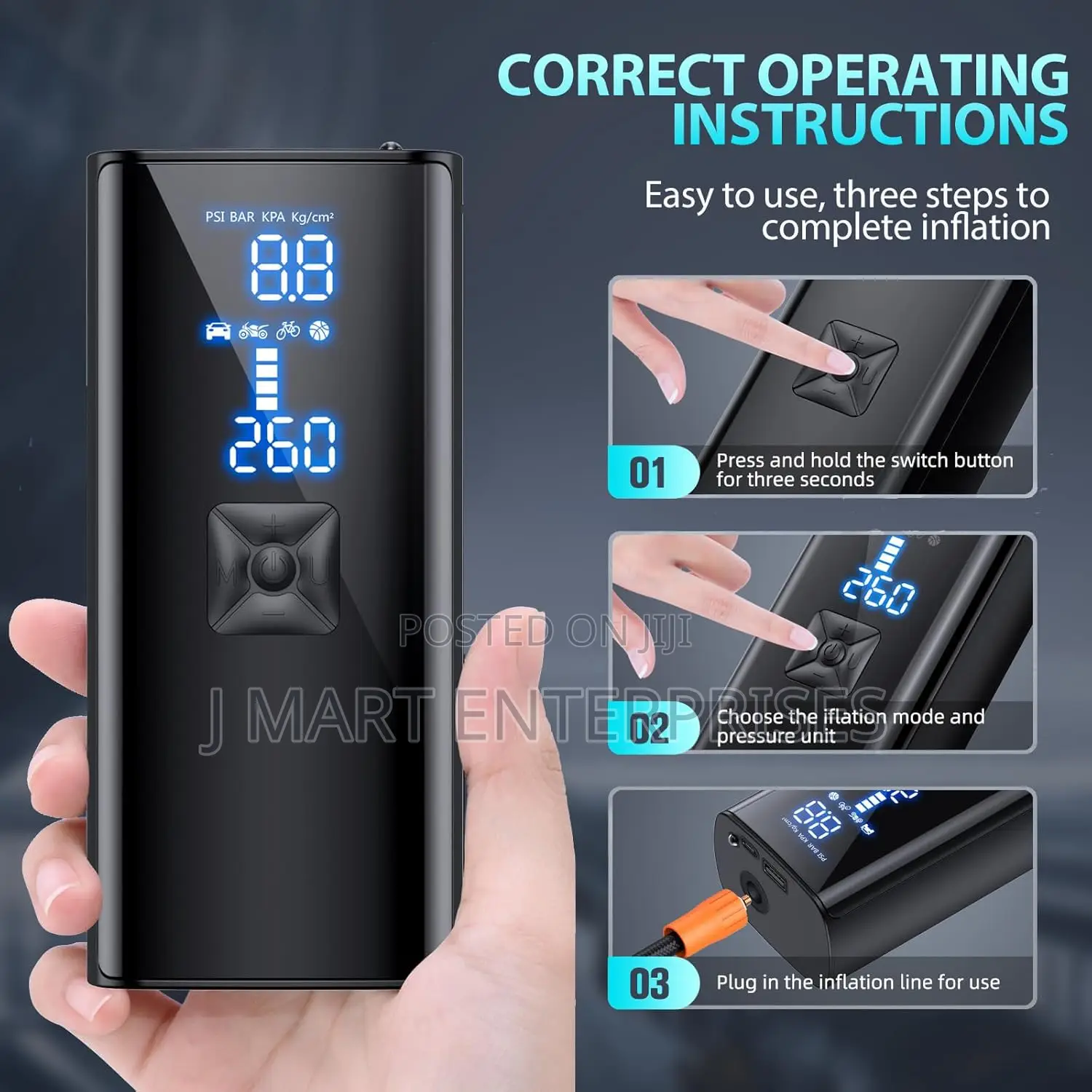 Portable Compressor for Cars, Balls, Bikes and Motorcycles